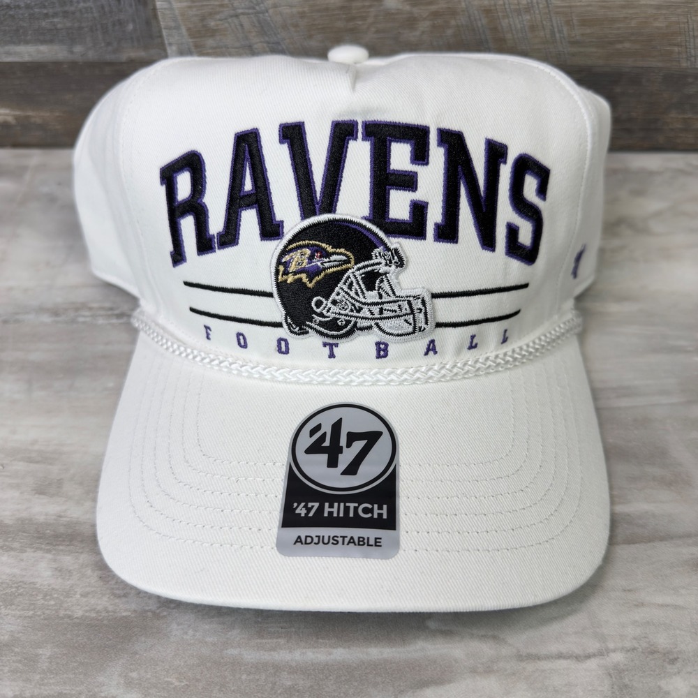 '47 Brand Roscoe Hitch Baltimore Ravens Rope Snapback‎ Mens Hat White NFL